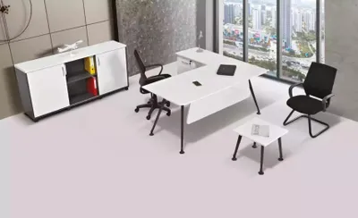 Produktbild von Weißer Eckschreibtisch Arbeitszimmermöbel Büroschrank Couchtisch Tisch 3tlg