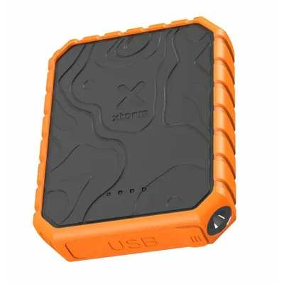 Produktbild von Xtorm Power Bank Rugged 10.000, USB-C-Power-Delivery, 2x USB-Anschlüsse, Quick Charge 3.0, Wasserdicht IP65 inkl. Taschenlampe, Schwarz/Orange, 10400 mAh, Lithium-Ion (Li-Ion), Quick Charge 3.0, Schwarz, Orange