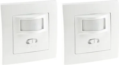 Zdjęcie produktu dla 2x czujnik ruchu 160° podtynkowy ścienny IP20 Przełączniki od 1 W LED odpowiedni zasięg 9 m 230 V technologia 2-przewodowa Zastępuje włącznik światła Biały