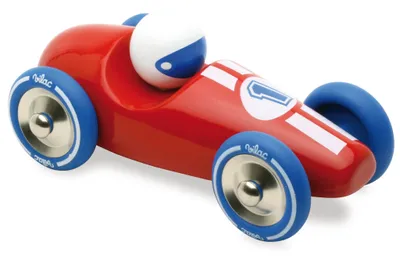Image de Voiture de course GM rouge avec roues bleues