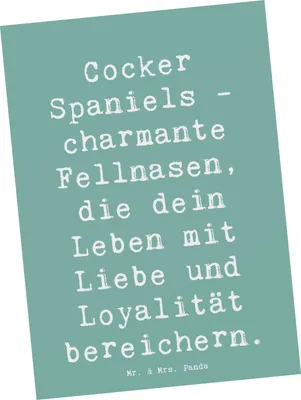 Produktbild von Mr. & Mrs. Panda Ansichtskarte Spruch Cocker Spaniel Liebe - Meeresbrise - Geschenk, bewegungsfreudig, Postkarten, Hund, und Loyalität, Hunderassen, freundlicher, Hunde