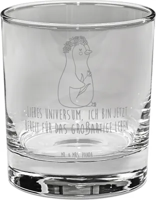 Produktbild von Mr. & Mrs. Panda Cocktailglas Pinguin Blumen - Transparent - Geschenk, Wünsche, Trinkglas, Longdrinkglas, Gin Glas, Geschenkidee, Universum, Tumbler, Positiv, gravur