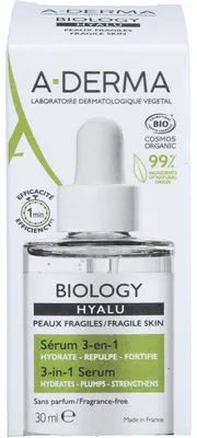 Immagine prodotto di A-DERMA BIOLOGY HYALU SERUM 3in1, 30 ml