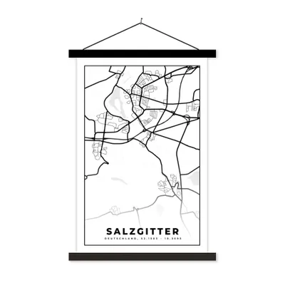 Produktbild von MuchoWow® Textilposter Stadtplan - Salzgitter - Karte 120x180 cm mit schwarzem Rahmen - Fotos