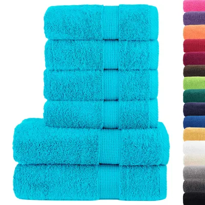 Immagine prodotto di vidaXL Set di asciugamani premium da 6 pezzi SOLUND turchese 600 g/m²