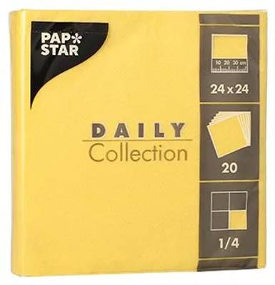 Produktbild von 400 Servietten "DAILY Collection" 1/4-Falz 24 cm x 24 cm gelb