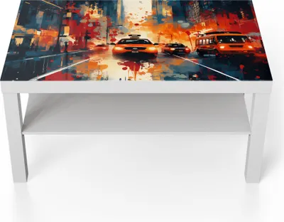 Produktbild von DEQORI Couchtisch 90x55 cm Weiß 'Metropolenrausch' Glas Beistelltisch Glastisch modern