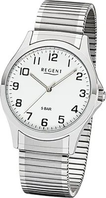 Produktbild von REGENT 1242413 Herrenuhr 39 mm Weiß Silber Zugband 5 BAR