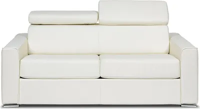 Produktbild von 3-Sitzer-Schlafsofa mit Express-Ausklappfunktion aus weißem Büffelleder – Liegefläche 140 cm – 22 cm dicke Memory-Schaum-Matratze – VIZIR
