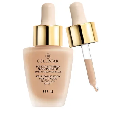 Obrázek produktu pro Collistar Serum Foundation Perfect Nude, Lahvička s kapátkem, Sérum, Univerzální pleť, Rozzařující, Hydratační, Vytažení, Ochana, Vyhlazující, Béžová, Satin