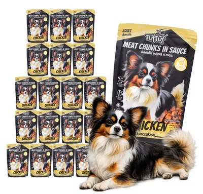 Produktbild von Tuftuf | Nassfutter - Hundefutter - 20x100g - Fleischstückchen mit Geflügel - Nassfutter - Huhn