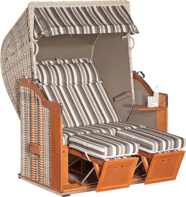 Produktbild von Sonnenpartner Strandkorb Classic 2-Sitzer Halbliegemodell vito/taupe mit Sonderausstattung