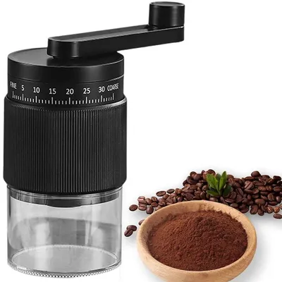Image de Moulin à café manuel noir – Moulin à café portable à meule conique en céramique – Pour espresso et cafetière à piston