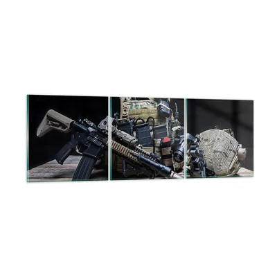 Produktbild von Bilder auf glas - Militaria Gewehr - 150x50cm - Glasbilder - Wandbilder - Kunstdruck - zum Aufhängen bereit - Wanddekoration aus Glas - Glas Bilder - Wandbild auf Glas - 3 Teile - GCA150x50-3889