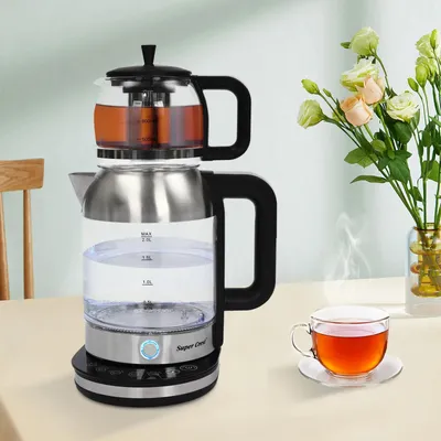 Obrázek produktu pro Skleněná rychlovarná konvice – elektrická, 220 V – rychlé ohřátí vody – přenosná – pro domácnost i kancelář – bílá