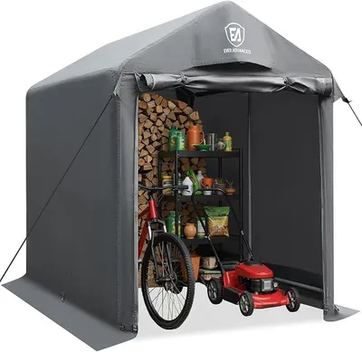 Produktbild von Gerätezelt 120x180x165cm, Gerätehaus 3000MM Wasserdicht Zeltgarage mit 2 Belüftungsöffnungen, Geräteschuppen Fahradgarage Fahrradschuppen Aufbewahrungsgarage Allzwecküberdachung, Grau
