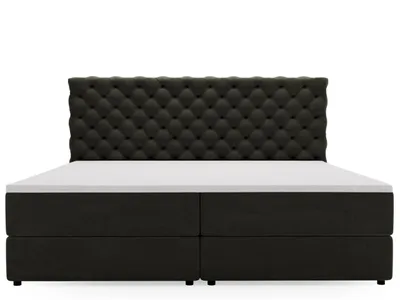 Produktbild von GrainGold Boxspringbett Bergamo 180x200 - Bett mit Matratze und Topper - Boxspringbett mit Bettkasten, Doppelbett mit Matratze - Boxspringbett dunkelgrau (Royal 37)