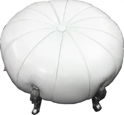 Produktbild von Großer Barock Rundhocker Ball Hocker Weiß Lederoptik / Silber