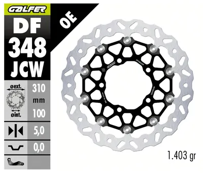 Productafbeelding van Remmenschijf Galfer DF348JCW WAVE® FLOATECH, wegversie, zwevend, voor, 310x5mm, Suzuki