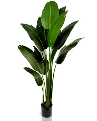 Image de IvoQ Strelitzia - Plante artificielle de 210 cm - Grande fleur de l'oiseau de paradis - Plante d'intérieur artificielle très réaliste - Ne nécessite aucun entretien
