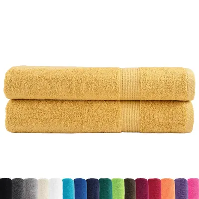 Image de vidaXL Serviettes de sauna haut de gamme SOLUND 2 pièces Or 80 x 200 cm 600 g/m²