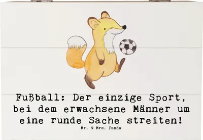 Produktbild von Mr. & Mrs. Panda Geschenkbox Fußballspiel 22 x 15 cm - Weiß - Geschenk, Gemeinschaftsgefühl, holzschatulle, Leidenschaft, Humor, Teamsport, schatztruhe, Sportler, Kiste