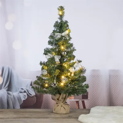 Produktbild von Künstlicher Weihnachtsbaum Geschmückt Beleuchtung LED Timer 75cm Silber