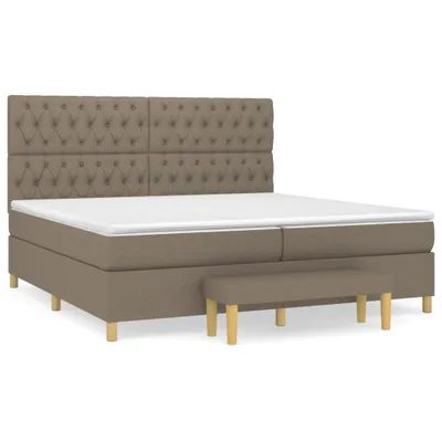 Zdjęcie produktu dla vidaXL Łóżko sprężynowe z materacem Taupe 200x200 cm tkanina