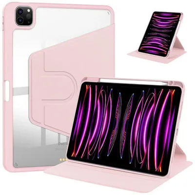 Image de Coque pour iPad Pro 12,9 Pouces (3/4/5/6 2018 2020 2021 2022) Rotation 360° avec Porte-Stylet - Rose