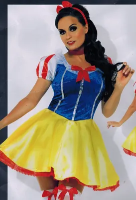 A woman wearing a Snow White costume.