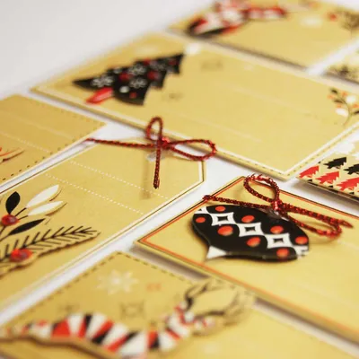 Produktbild von 8 selbstklebende Geschenkanhänger - Skandinavische Weihnachten Kraft