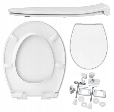 Produktbild von WC Sitz - Toilettensitz - Weiß - 43,6 Cm - Selbstschließend - Antibakteriell - Toilettendeckel