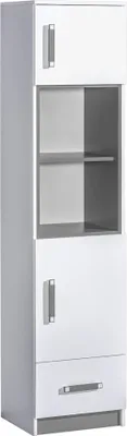 Produktbild von Furniture24 Regal TRAFIKO 04 mit 2 Türen und Schublade, Schrank, Hochschrank für Jugend und Kinderzimmer Weiß/Grau