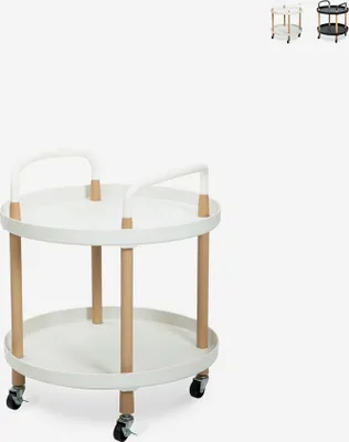 Produktbild von Lebensmittelwagen rund im skandinavischen Design mit Rädern Biky - Weiß