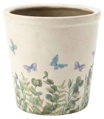 Produktbild von Clayre & Eef Blumentopf Beige Keramik Schmetterling