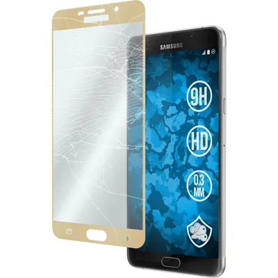 Produktbild von 1er-Pack PhoneNatic Glas-Folie klar full-screen gold kompatibel mit Samsung Galaxy A9 (2016) - Panzerglas für Galaxy A9 (2016)