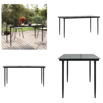 Produktbild von vidaXL Garten Esstisch Schwarz 160x80x74 cm Stahl und Hartglas - Esstisch - Esstische - Tisch - Gartentisch