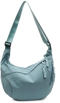 Produktbild von Reisetasche aus Canvas mit verstelbarer Schultergurte, Klettverschluss und doppeltem Design mit zwei Außenfächern und Laptopfach. Geeignet für Reisen, Schule und Einkauf. Blau.