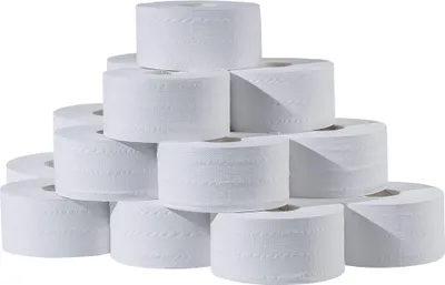 Produktbild von Tissue24 Jumbo Toilettenpapier Recycling 2-lagig – 180 m | 12 Rollen | Hochweiß & rohrschonend | Für stark frequentierte Waschräume