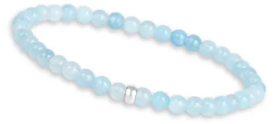 Produktbild von GD GOOD.designs Aquamarin Perlenarmband Damen mit 4 mm Naturstein Perlen | 925 Silber Perle | Edelstein Armband | Kugelarmband