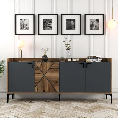 Obrázek produktu pro Skye Decor, Venedik - ořech, antracit, skříně do obývacího pokoje, ořech, 180 x 78 x 35 cm
