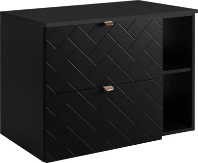 Obrázek produktu pro Skříňka do koupelny, černá s zlatou úchytkou / s horní deskou, šířka 80 cm