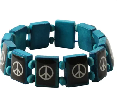 Produktbild von Holzarmband - Peace - türkis