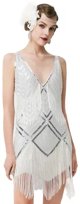 Immagine prodotto di BABEYOND Abito da donna anni '20, stile flapper, scollatura a V, abito senza maniche, ispirato agli anni '20