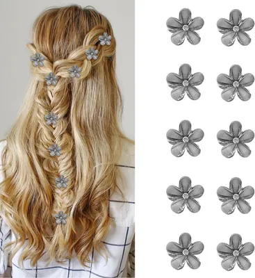 Zdjęcie produktu dla Spinki do włosów w kształcie małych kwiatów, 2 cm, 10 sztuk, idealne na co dzień
