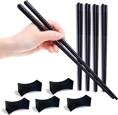 Obrázok produktu pre Sada opakovane použiteľných japonských paličiek, 5 párov, 24,5 cm, ľahké, umývačka riadu, pre domácnosť