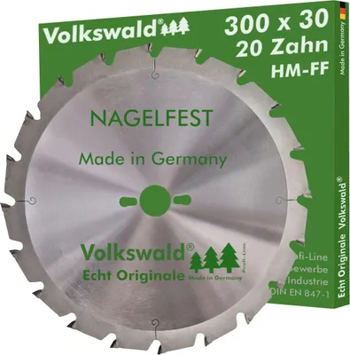 Produktbild von Volkswald ® HM-Sägeblatt FF 300 x 30 mm Z= 20 Nagelfest Schalholz-tafel Wippsäge Tischkreissäge Brennholzsäge Kreissägeblatt Bauholz Brennholz Schalholz