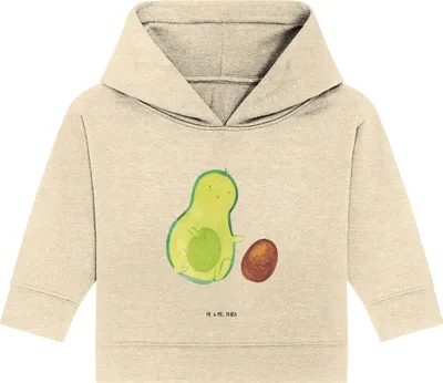 Produktbild von Mr. & Mrs. Panda Organic Baby Hoodie Avocado Kern rollt 12. - 18. Monat - Natural Raw - Geschenk, Liebe, Kapuzenshirt, Geburt, Avocados, Geburtstag, Kapuzensweatshirt
