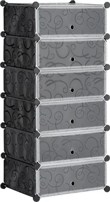 Immagine prodotto di Scarpiera Scatola portaoggetti fai da te a innesto per 6 paia di scarpe, plastica/acciaio, nero+bianco, 49x36,5x108cm, nero, 49,00 cm, 36,50 cm, 108 cm, plastica