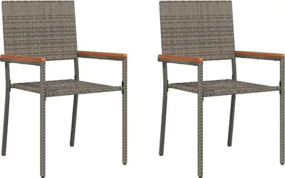 Zdjęcie produktu dla vidaXL Krzesła ogrodowe do układania w stos, 2 szt., szare i brązowe, 54 x 56 x 90 cm